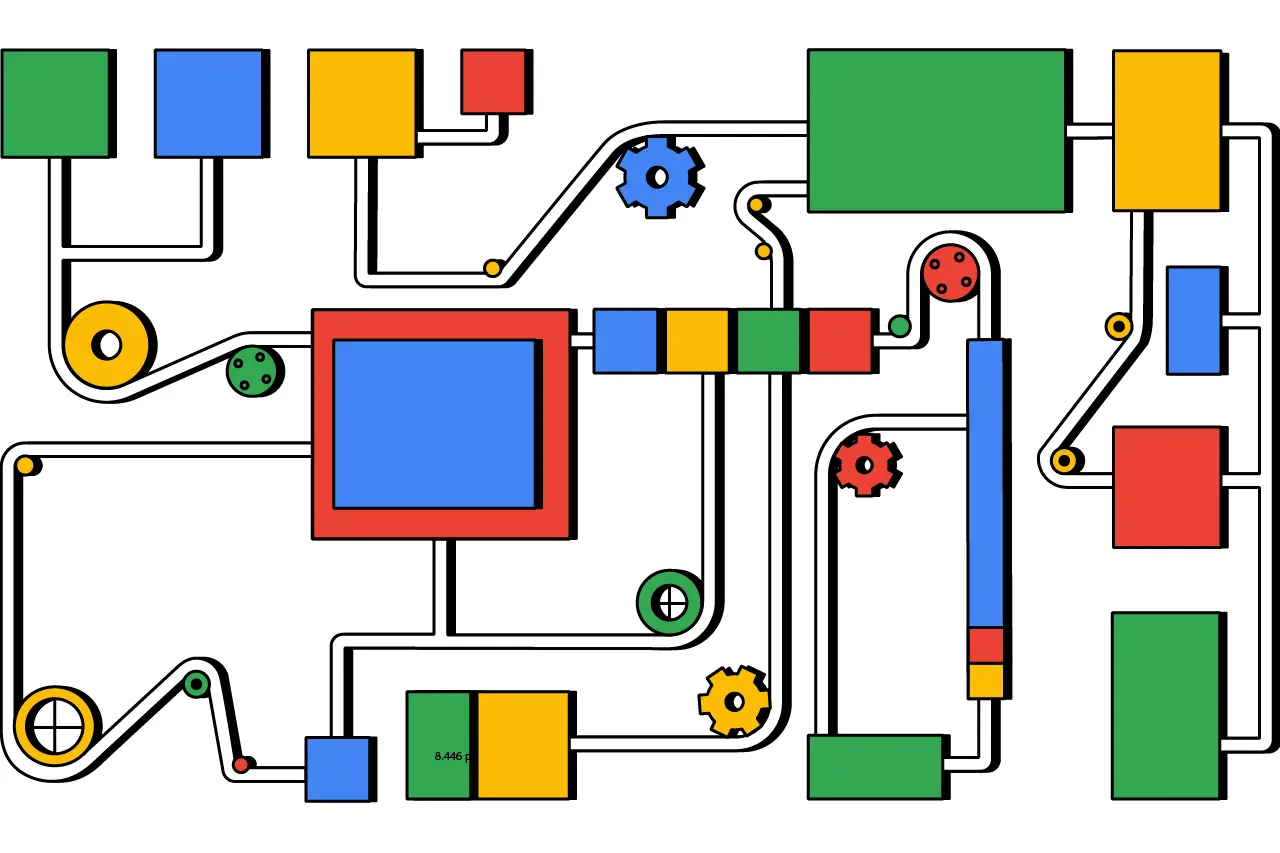 A machine with Google-esque colors with text saying "Ad loading"