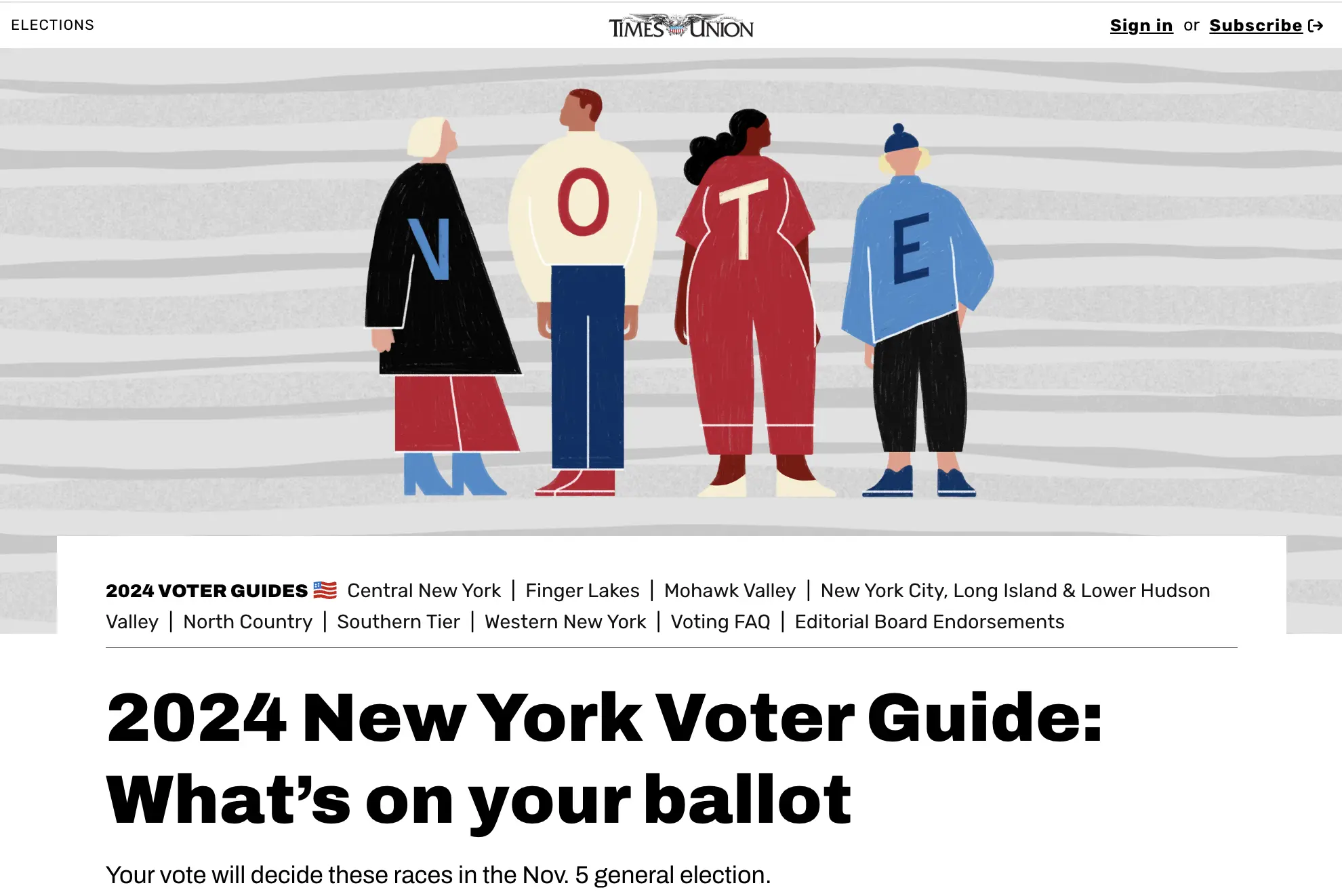 A screenshot of the 2024 New York voter guide